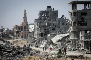 Khan Younis after a bombing attach during the early phase of Israel's Rafah operation